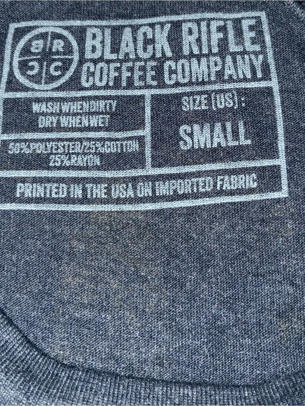Black Rifle Coffee Company Men's Navy Heather Logo Tee - Picture 3 of 3